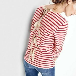 J-Crew Striped T-shirt with Bow Embellished Back